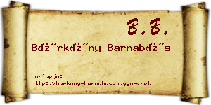 Bárkány Barnabás névjegykártya